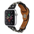 Apple Watch 7/SE/6/5/4/3/2/1 Ketju Nahkaranneke - 41mm/40mm/38mm - Musta