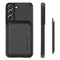 Samsung Galaxy S22 5G Magneettinen Kotelo Kanssa Kortinhaltijan - Hiilikuitu - Musta