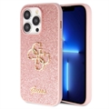 iPhone 15 Pro Guess Fixed Glitter 4G Metal Logo Kotelo - Pinkki