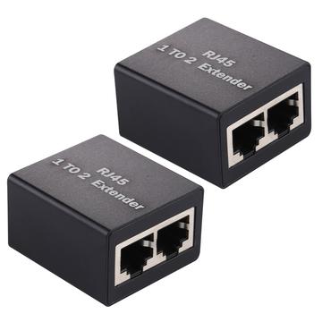 Set 1 - 2 RJ45 Splitter Connector Inline LAN pistokkeet Ethernet-kaapelin jatke adapteri - 2 Kpl.