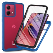 Motorola Moto G84 360 Suojaussarja Kotelo - Sininen / Selkeä