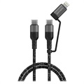 4smarts ComboCord CL USB-C / USB-C ja Lightning-kaapeli - 1.5m - Musta