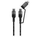 4smarts ComboCord CL USB-C / USB-C ja Lightning-kaapeli - 1.5m - Musta