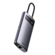 Keskitin 4in1 Baseus Metal Gleam Series WKWG070113, USB-C 3x USB 3.0 + Ethernet RJ45:een