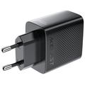 Acefast A110 30W GaN-laturi, jossa on sisäänvedettävä USB-C-kaapeli ja USB-C-portti - EU-pistoke - EU-pistoke