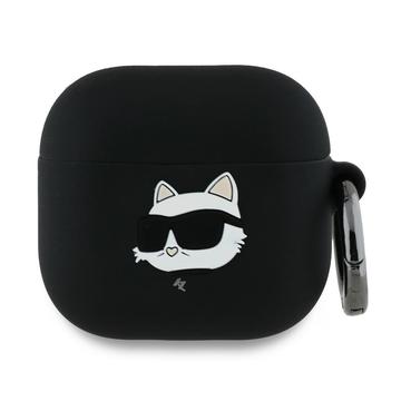 AirPods 4 Karl Lagerfeld Choupette Head 3D silikonikotelo - musta