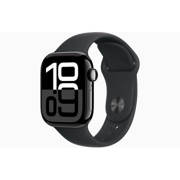 Apple Watch 10 GPS MWWE3QN/A - Alumiini, musta urheiluranneke, S/M, 42mm - Suihkumusta