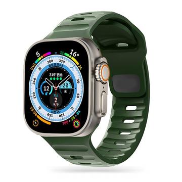 Apple Watch Series Ultra 2/Ultra/10/9/8/SE (2022)/7/SE/6/5/4/3/2/1 Tech-Protect IconBand Line Silikoniranneke - 49mm/46mm/45mm/44mm/42mm - armeijanvihreä