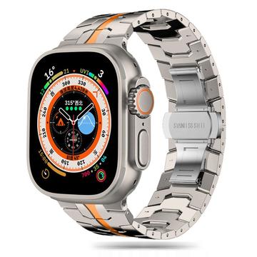 Apple Watch Series Ultra 2/Ultra/9/8/SE (2022)/7/SE/6/5/4/3/2/1 Tech-Protect Ruostumattomasta teräksestä valmistettu nauhahihna - 49mm/45mm/44mm/42mm - Titaani / Oranssi