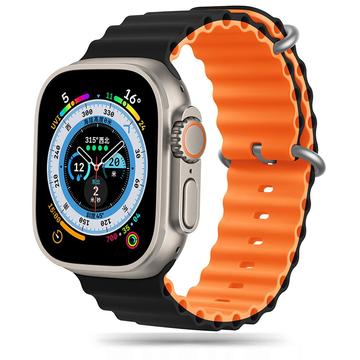 Apple Watch Ultra 2/Ultra/9/8/SE (2022)/7/SE/6/5/4 Tech-Protect Iconband Pro TPU Ranneke - 49mm/45mm/44mm/42mm - Musta / Oranssi