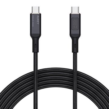 Aukey CB-MCC101 USB-C-kaapeli LCD-näytöllä - 100W, 1m - musta