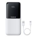 Baseus Lipow 22.5W Power Bank 20000mAh, jossa on sisäänrakennetut Lightning- ja USB-C-kaapelit ja LED-näyttö