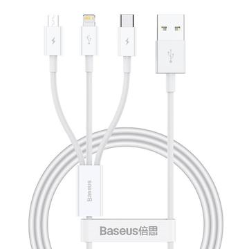 Baseus Superior Series 3-in-1 -pikalatauskaapeli - 1m, 3.5A - Valkoinen