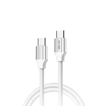 Beline BLNCWC03 65W USB-C / USB-C lataus- ja tiedonsiirtokaapeli - 1m - Valkoinen