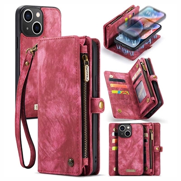 iPhone 15 Plus Caseme 2-in-1 Multifunctional Lompakkokotelo - Punainen