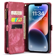 iPhone 15 Plus Caseme 2-in-1 Multifunctional Lompakkokotelo - Punainen