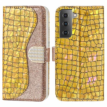 Croco Bling Series Samsung Galaxy S21 FE 5G Lompakkokotelo