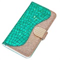 Croco Bling iPhone 12/12 Pro Lompakkokotelo - Vihreä