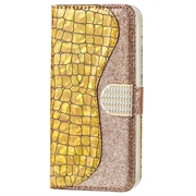 Croco Bling iPhone XS Max Lompakkokotelo - Kulta