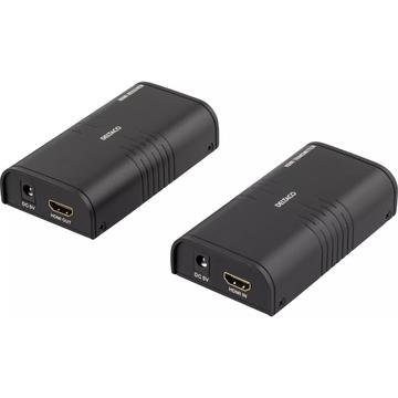 Deltaco Ethernet HDMI Extender - 120m, Cat6 - musta - musta