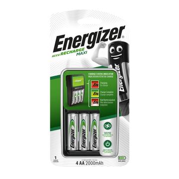 Energizer Maxi -paristolaturi, sis. 4 x R6/AA paristoa/paristoa