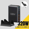 Essager 320W GaN moniporttinen pöytälaturi - 4x USB-A & 4x Type-C portit, EU-pistoke - musta