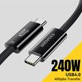 Essager Thunderbolt 4.0 USB-C-kaapeli 1m - 240W pikalataus, 8K 60Hz video - musta