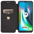 Motorola Moto G9 Play Flip Lompakkokotelo - Hiilikuitu - Musta