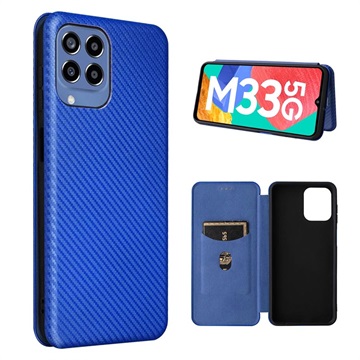Samsung Galaxy M33 Lompakkokotelo - Hiilikuitu - Sininen