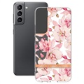 Flower Series Samsung Galaxy S22+ 5G TPU Kotelo - Pinkki Gardenia