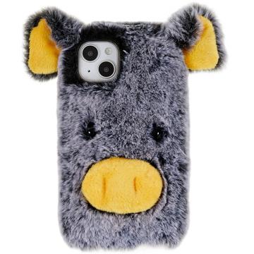 Fluffy Plush iPhone 14 Plus Hybridikotelo - Harmaa Sika