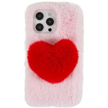 Plush Heart iPhone 14 Pro TPU Suojakuori - Pinkki