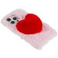 Plush Heart iPhone 14 Pro TPU Suojakuori - Pinkki