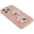 Fluffy Flower Sarja iPhone 14 Pro Max TPU Suojakuori - Pinkki