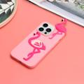 3D Cartoon iPhone 14 Pro TPU-Kotelo - Flamingo