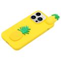 3D Cartoon iPhone 14 Pro TPU-Kotelo - Ananas