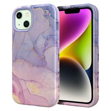 Stylish Gradient iPhone 14 Plus Hybridikotelo - Marmori - Violetti