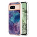 Google Pixel 8a Marble Pattern Galvanoitu TPU-Suojakotelo - Violetti