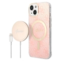 Guess 4G Edition Bundle Pack iPhone 14 Kotelo & Langaton Laturi - Pinkki