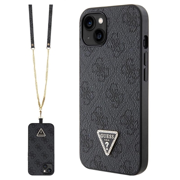 iPhone 15 Guess 4G Strass Triangle Metal Logo Kotelo jossa Crossbody Hihna