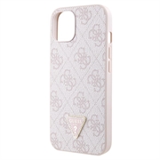 iPhone 15 Guess 4G Strass Triangle Metal Logo Kotelo jossa Crossbody Hihna - Pinkki