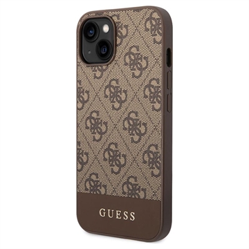 Guess 4G Stripe iPhone 14 Plus Hybridikotelo - Ruskea