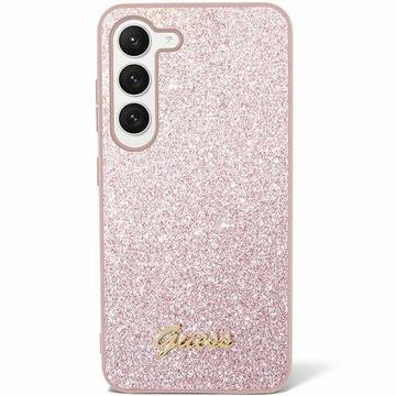 Samsung Galaxy S24 Guess Glitter Flakes Metal Logo Hybridikotelo - Pinkki