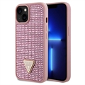 iPhone 15 Guess Rhinestones Triangle Metal Logo Kotelo - Pinkki