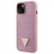 iPhone 15 Guess Rhinestones Triangle Metal Logo Kotelo - Pinkki