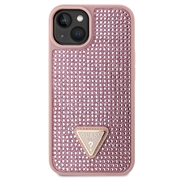 iPhone 15 Guess Rhinestones Triangle Metal Logo Kotelo - Pinkki