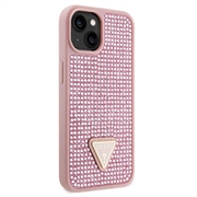 iPhone 15 Guess Rhinestones Triangle Metal Logo Kotelo - Pinkki