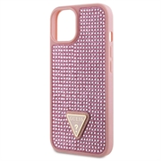 iPhone 15 Guess Rhinestones Triangle Metal Logo Kotelo - Pinkki