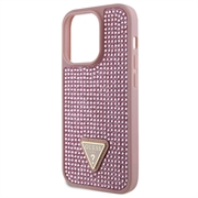 iPhone 15 Pro Guess Rhinestones Triangle Metal Logo Kotelo - Pinkki