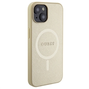 iPhone 15 Guess Saffiano Hybridikotelo - MagSafe-Yhteensopiva - Beige